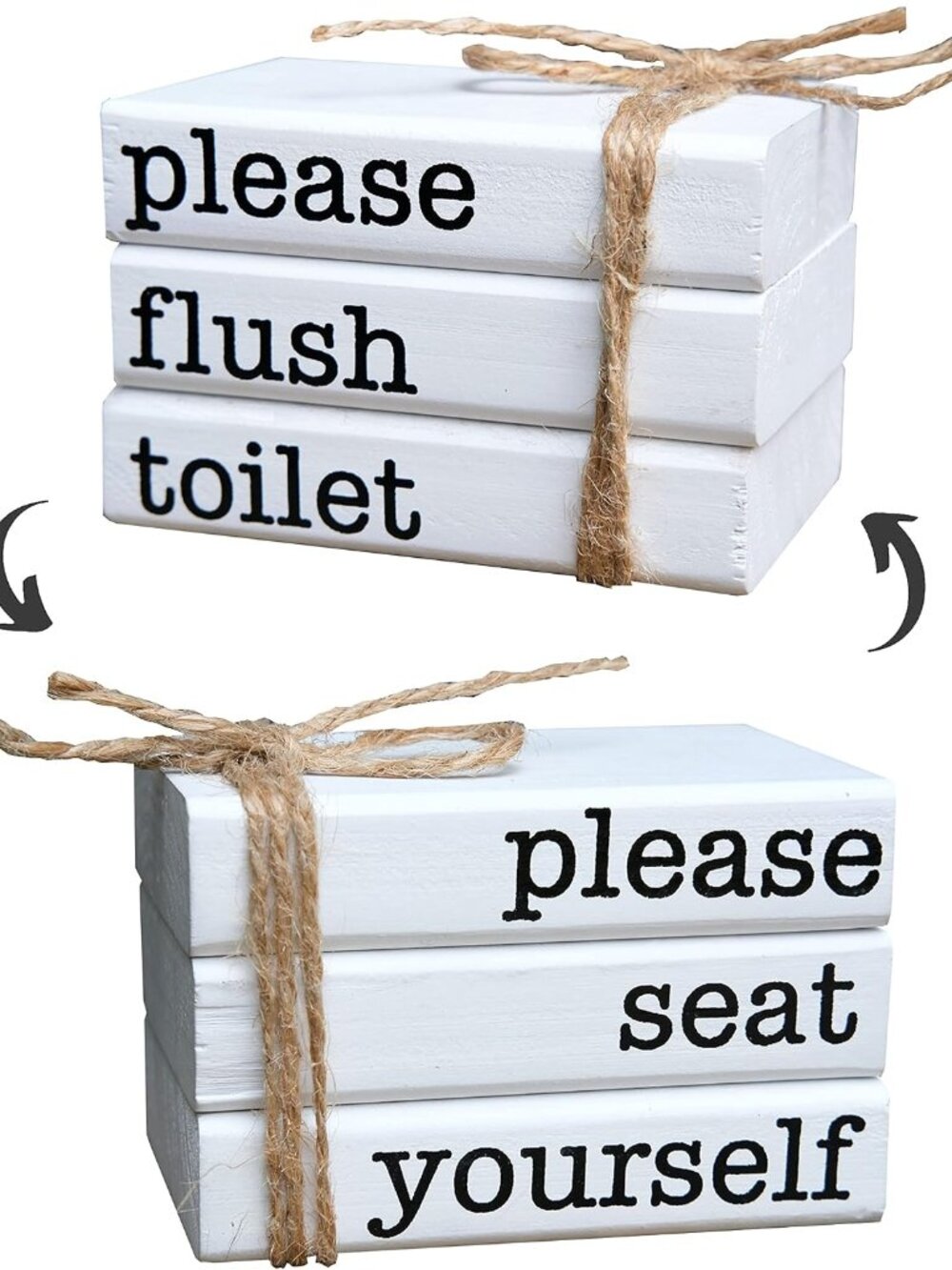 Farmhouse Mini Bathroom Sign Decor Funny Wooden Book Stack for Bathroom Tray Dec